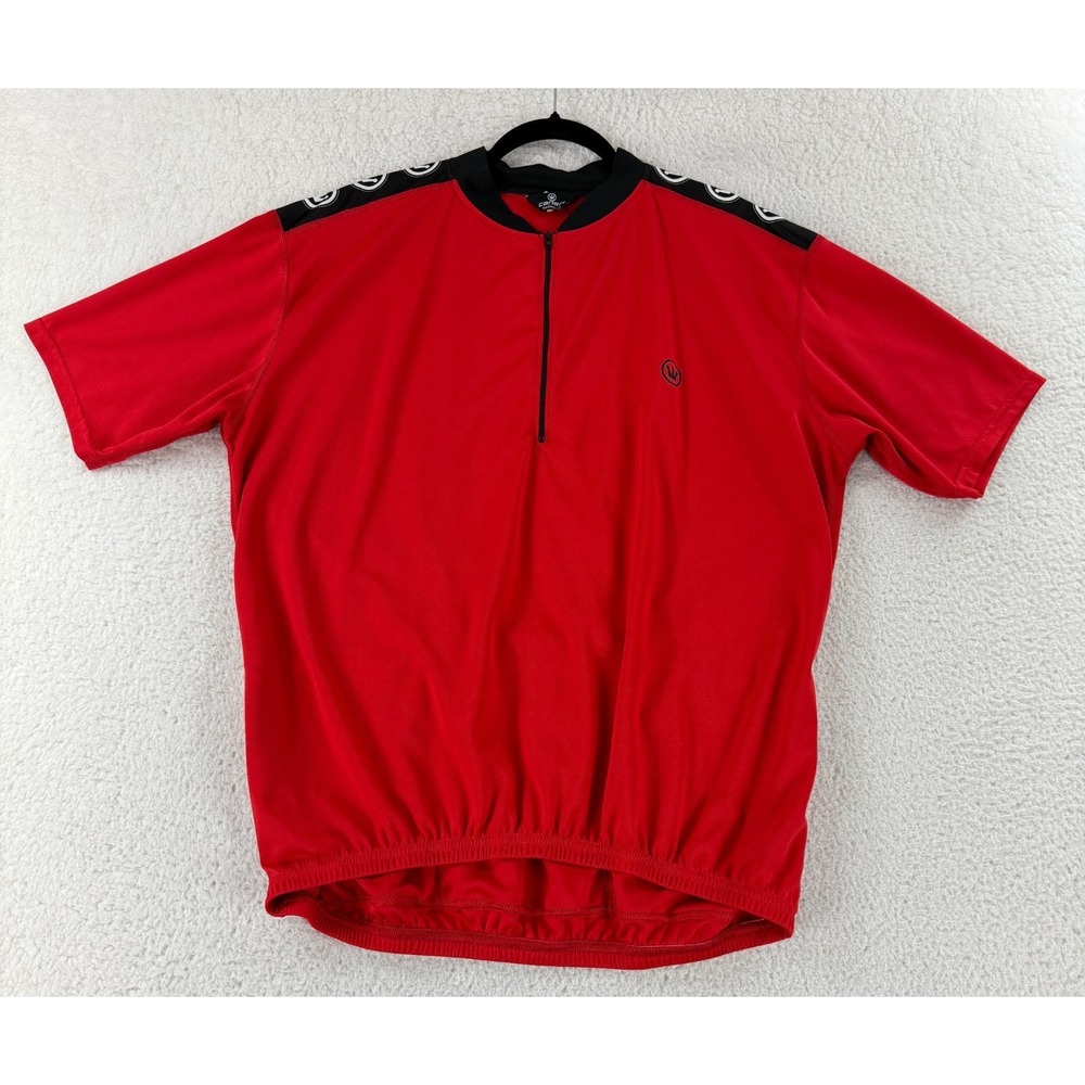 Canari Cycling Shirt Mens‎ Size 2X Red Pullover Short Sleeve Stretch Outdoor VTG